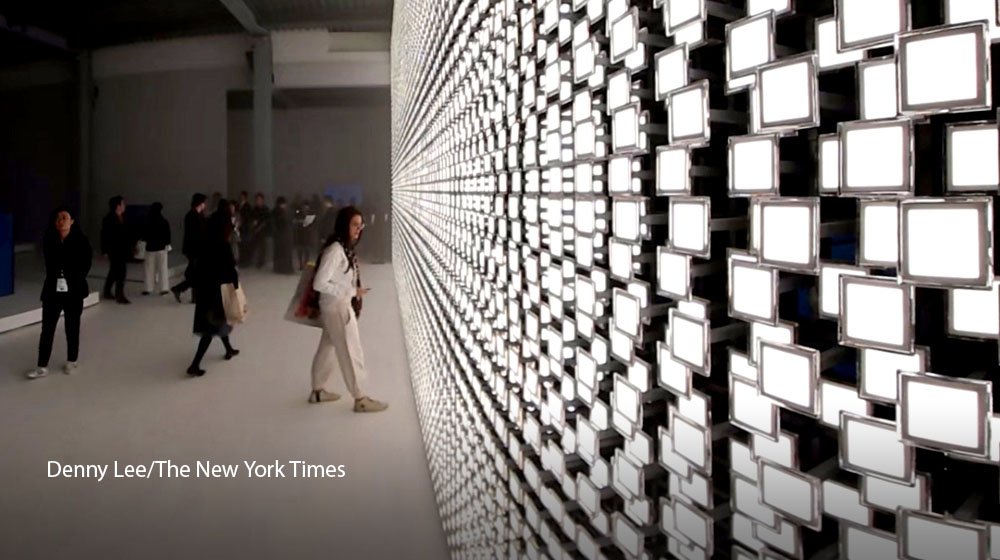 nytimes's tweet photo. Experience the exhibits at Salone del Mobile, an annual furniture and design fair, that transforms Milan https://t.co/pxR1tHwdfo #Daily360 https://t.co/y6yEQfsPvL
