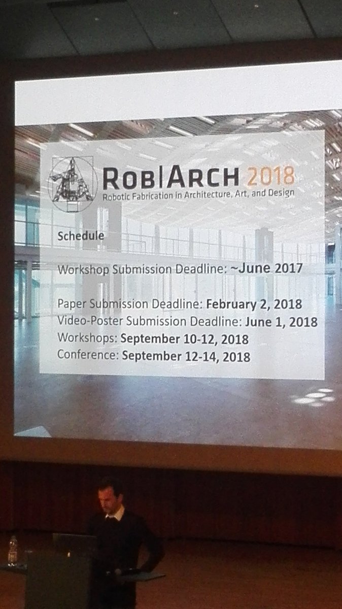 philayres_'s tweet photo. And the next #RobArch conference also announced @FABRICATE_2017. Workshop proposal submission deadline soon...but papers long way off. https://t.co/S9C7mp3btX