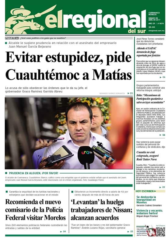 regionalmorelos's tweet photo. Hoy en nuestra portada 
#Cuernavaca #violencia #cuau #Morelos #visionmorelos https://t.co/pcY7FCyjpz