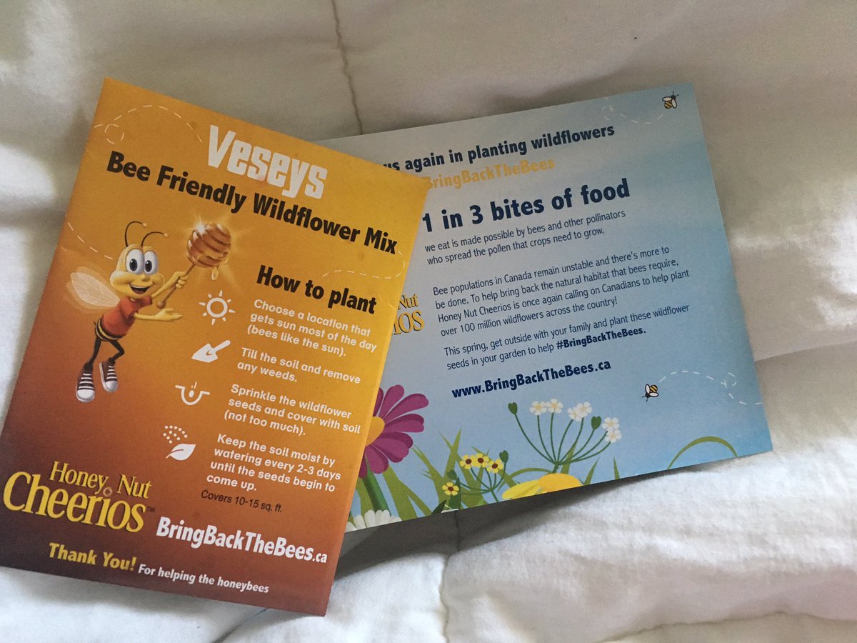 JillJade1's tweet photo. Just got my Bee friendly wildflower mix! Thanks @cheerios so excited to plant them! #bringbackthebees https://t.co/s5oCzj2KEX