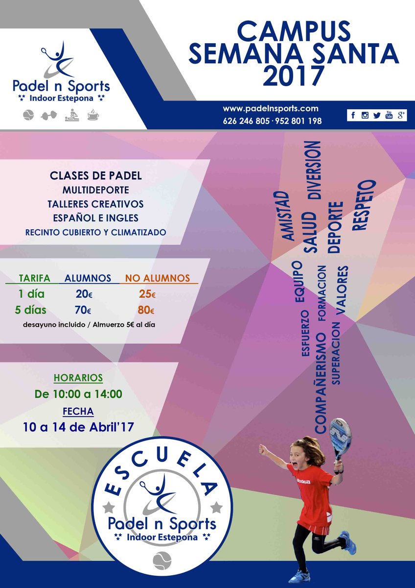 #Campus #SemanaSanta de #pádel en #Estepona Deja a tus hijos en buenas manos #deporte #Malaga