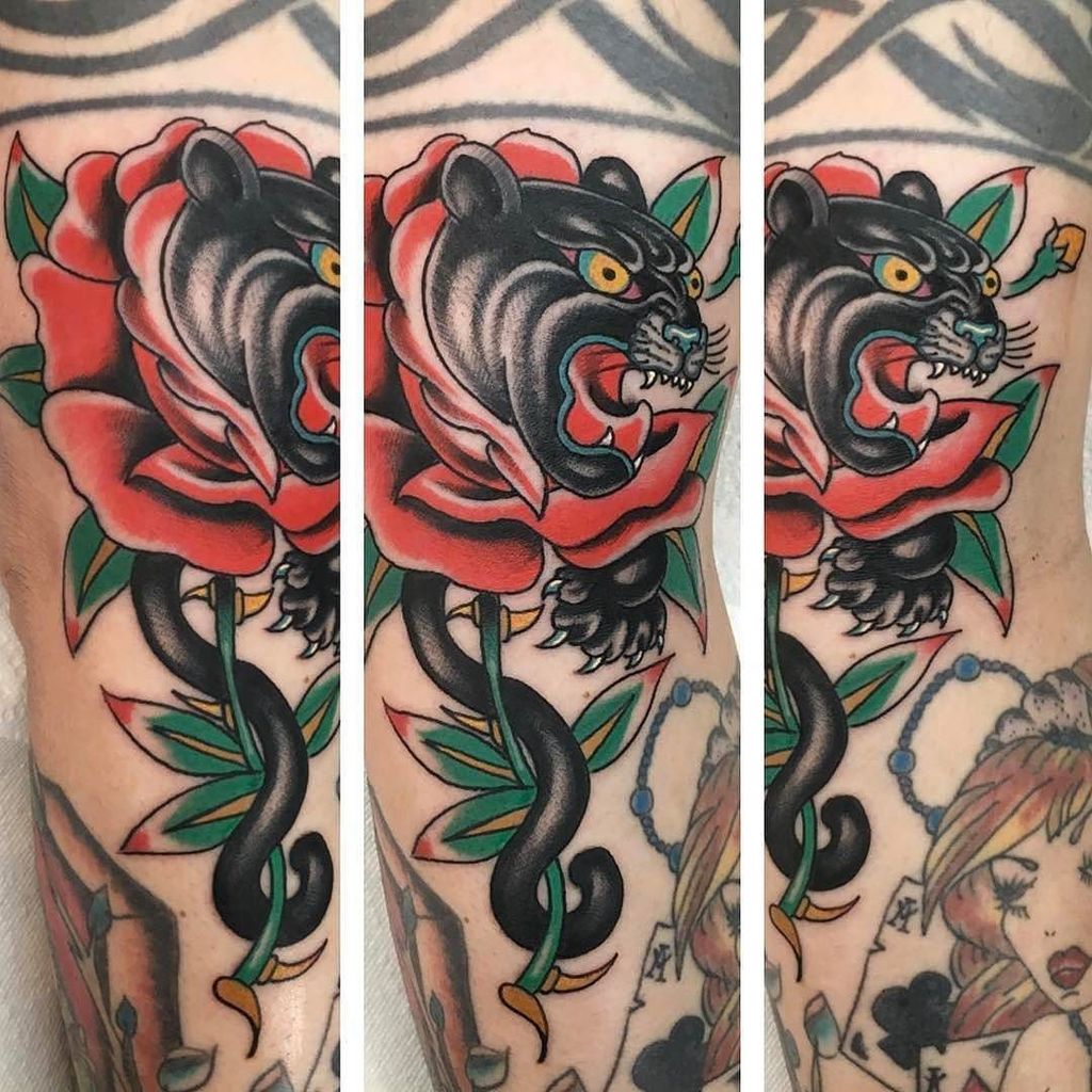 tattoosnob's tweet photo. Rose Panther by @pantherfist13 at @1pointtattoo in Kailua, Hawaii. #rose #panther #rosepanther #pantherfist13 #1po… https://t.co/qYlvBCUHLF https://t.co/McN6uvX2sX