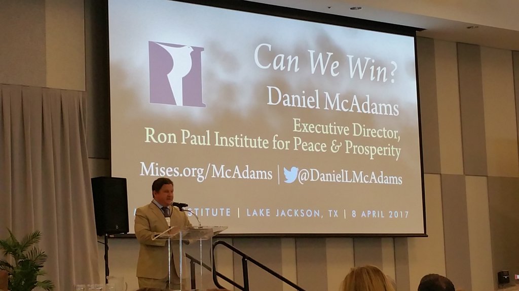 mises's tweet photo. .@DanielLMcAdams of @RonPaulInstitut discusses Syria #MisesTX

Watch: https://t.co/6X9z1Xd9RF https://t.co/ZiizSoGcMK