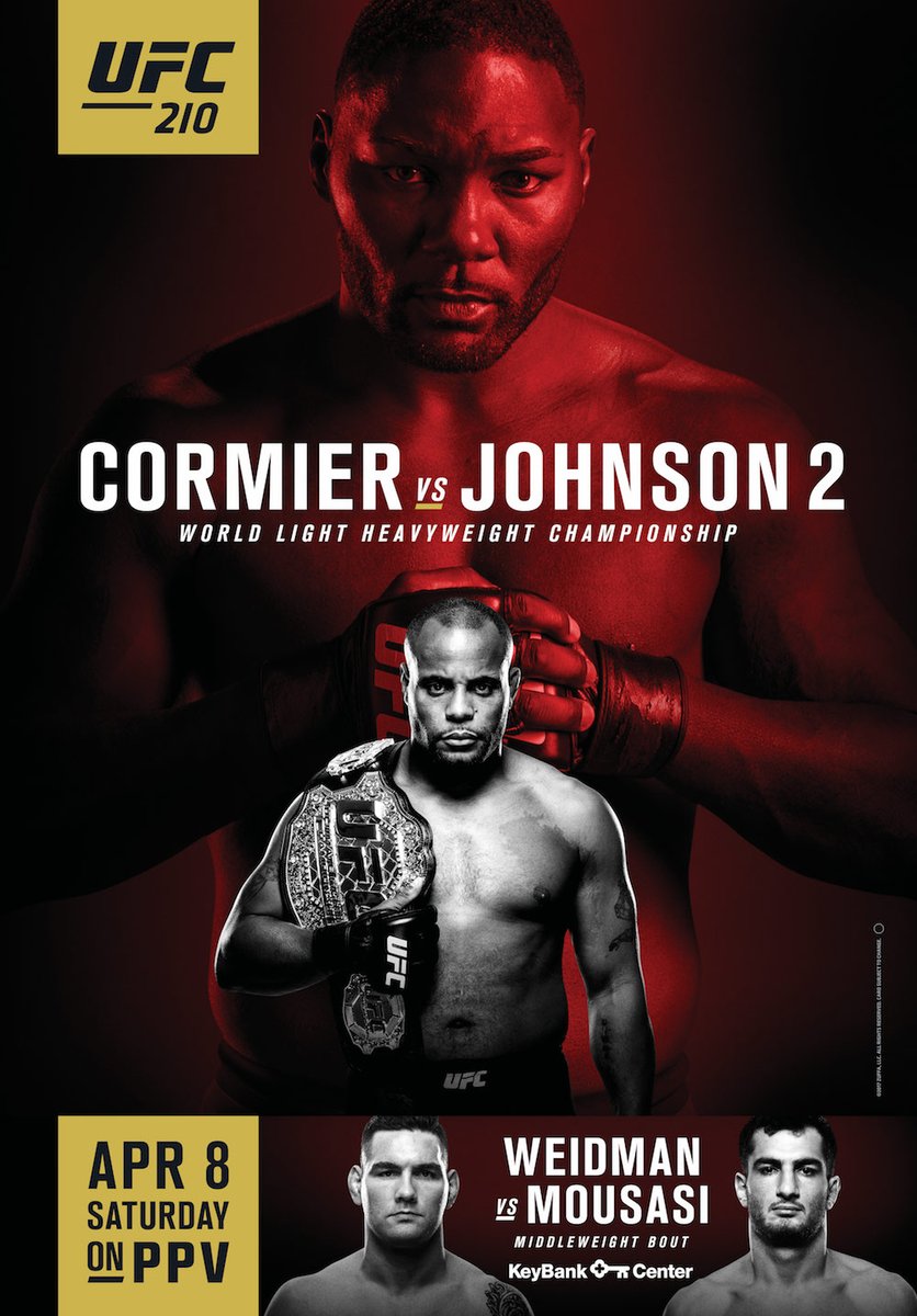 Tonight at 7pm we've got #UFC210 on the big screens! Will Cormier retain his title? Can Weidman get back on track? Find out here with us!