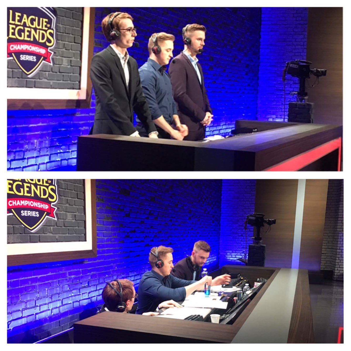 Vedius's tweet photo. Game 1 casters vs Game 4 casters https://t.co/9gM6NvNY3E