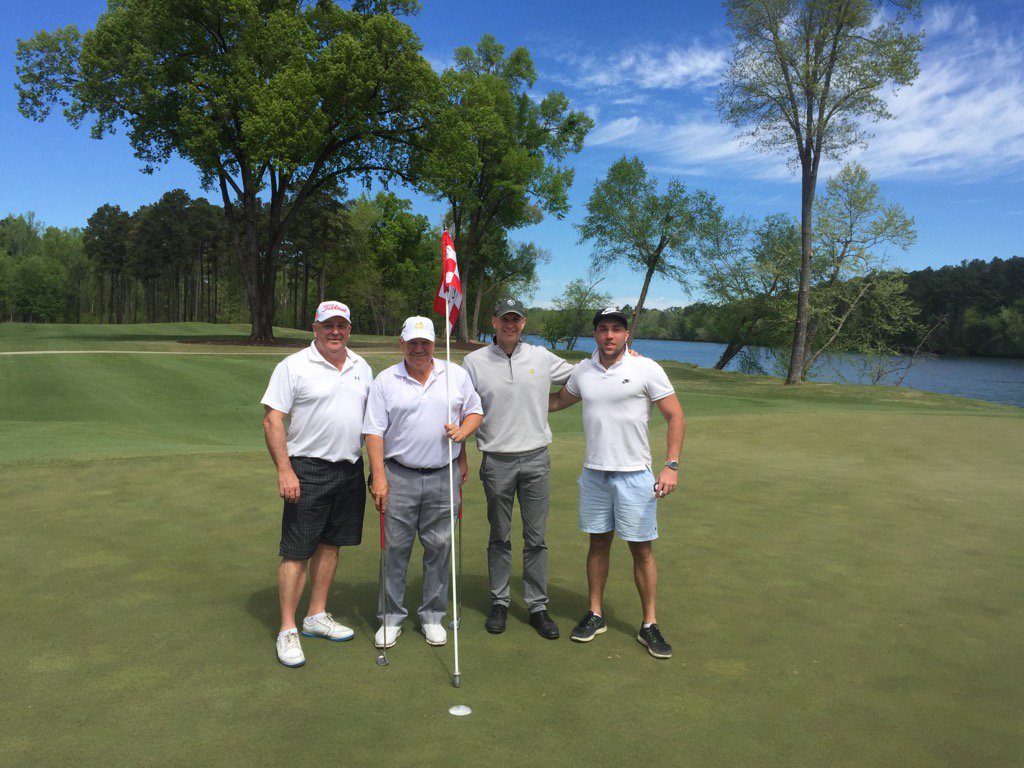 Busta569's tweet photo. #MastersWeek @Pom23O @PGAofAustralia Simon Butterly, Barry and Jack Brown #Championsretreat Savannah River GA USA https://t.co/PfSOpwG5j6