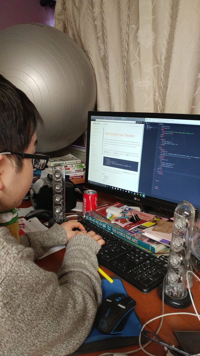 enochweng's tweet image. Teaching my little brother Luke coding! He's picking it up fast 😁 Thanks @TheHTML500 &amp; @lighthouse_labs for great learning materials! #code