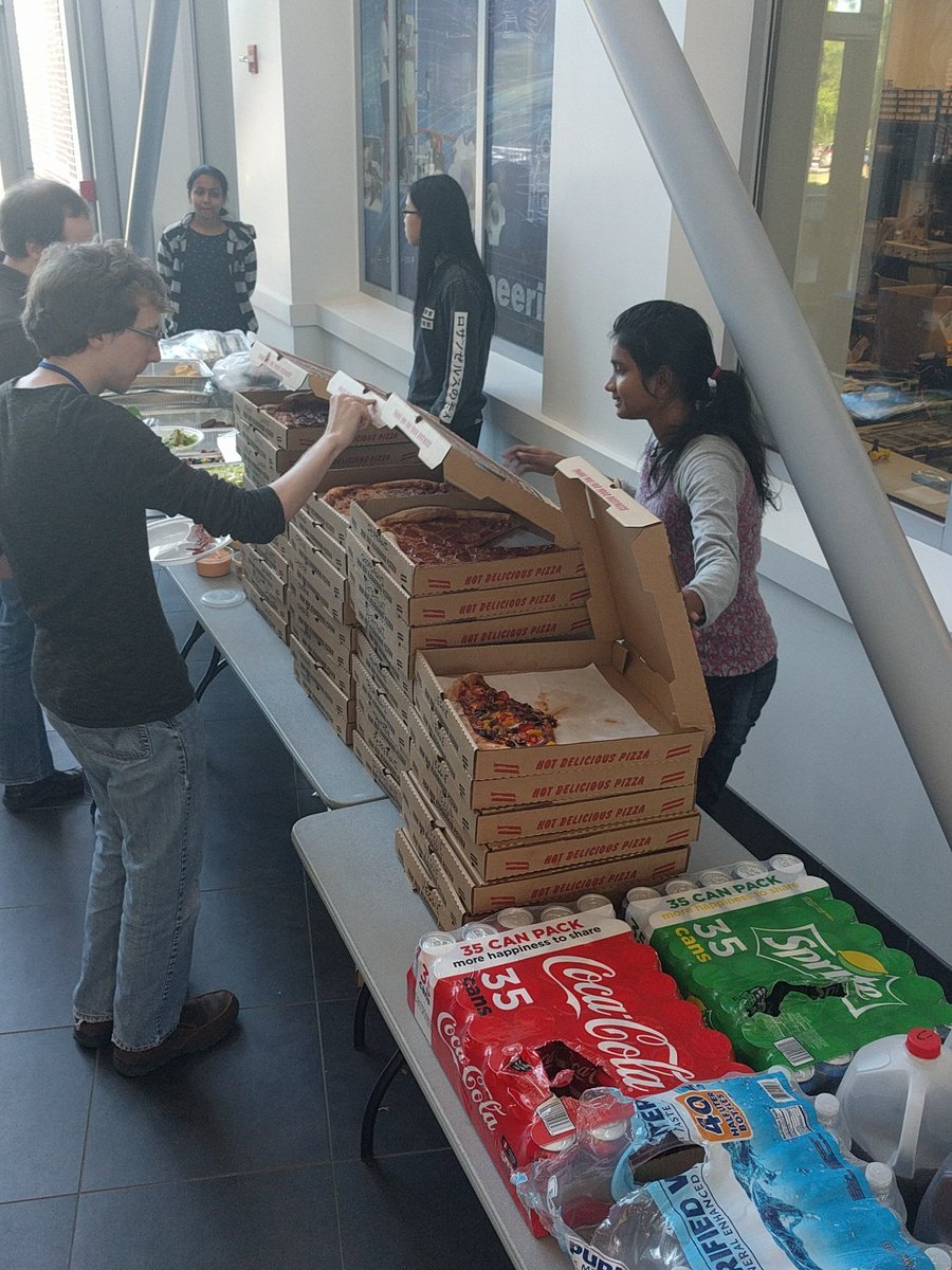 uwfcodefest's tweet photo. Lunch is here! Pizza, salad, coke, sprite, #NOPEPSI (just kidding, there are a few token Pepsi cans)
#UWFCodeFest https://t.co/1kJQHnZBpT