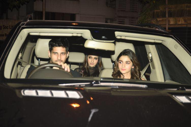 Spotboye's tweet photo. Just In : @S1dharthM drives @aliaa08 and her best friend to #KaranJohar party in honour of #ChristianLouboutin!😍 https://t.co/Wnl0jpbOpr