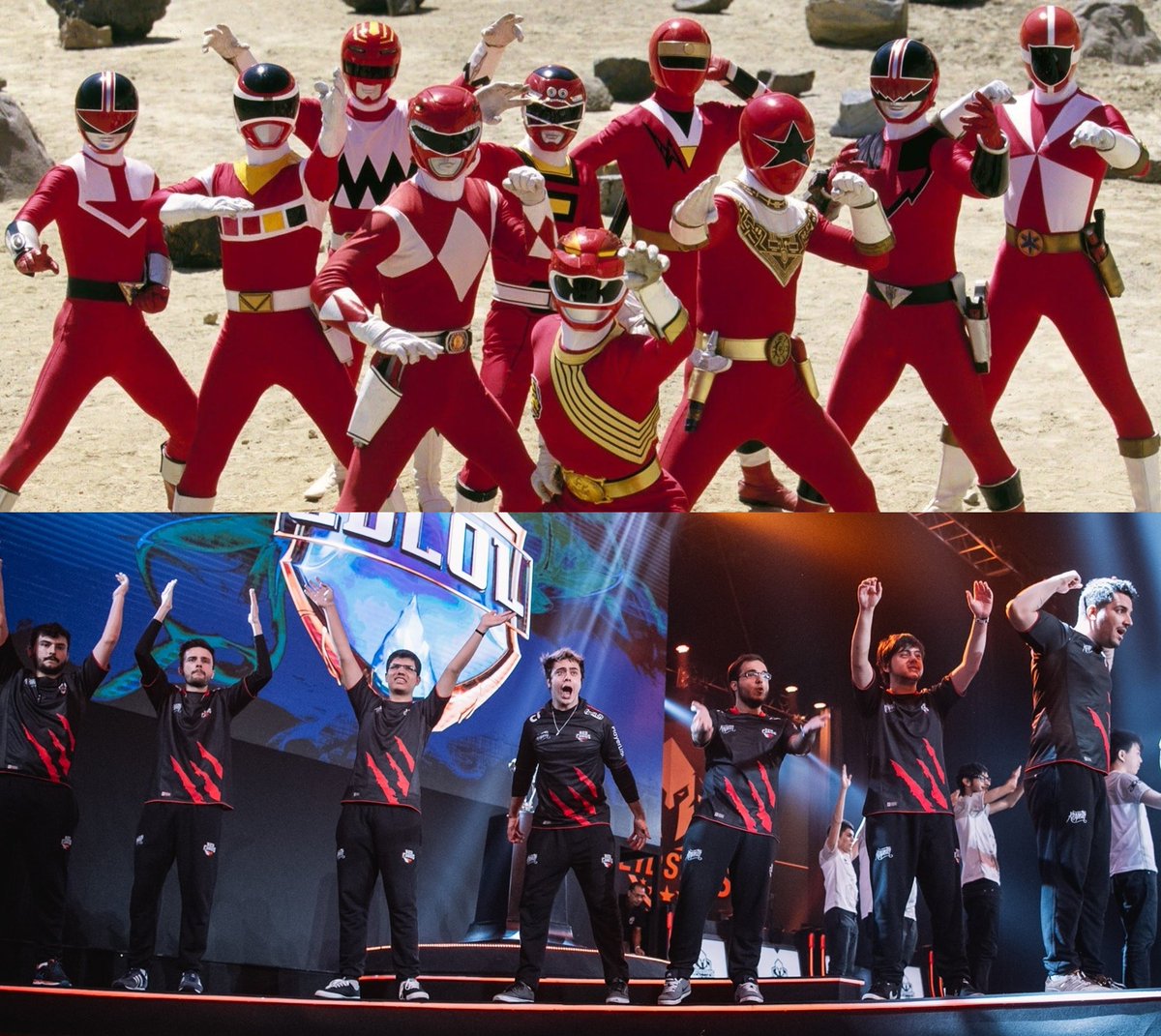 Tealzlol's tweet photo. Aquele dia épico que os rangers vermelhos se unem e fazem história. #CBLOL https://t.co/sJ3o3I7bks