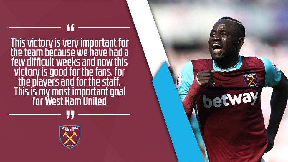 "This is my most important goal for West Ham."

🗣 <a href="/PapiCheikhou/">cheikhou kouyate 8</a> knows today's win was BIG ➡️ bit.ly/2ocIoEr

#COYI #WHUSWA