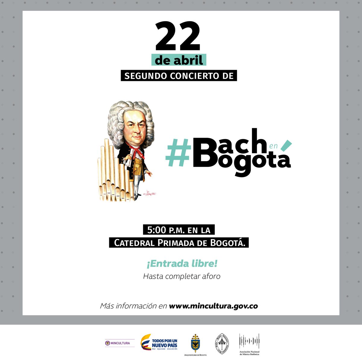 mincultura's tweet photo. #BachEnBogotá este 22 de abril en la Catedral Primada con el organista Ghislain Leroy. ¡Entrada libre! >> https://t.co/9RXZHYXRjR https://t.co/2cIthX8KUQ