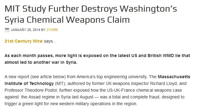 CallOutJoe's tweet image. MIT Study Further Destroys Washington’s Syria "#Sarin" Claim ow.ly/9H5E30aGQeL #SyriaGasAttack #SyriaStrikes #Syriahoax #SYRIANBOMBING
