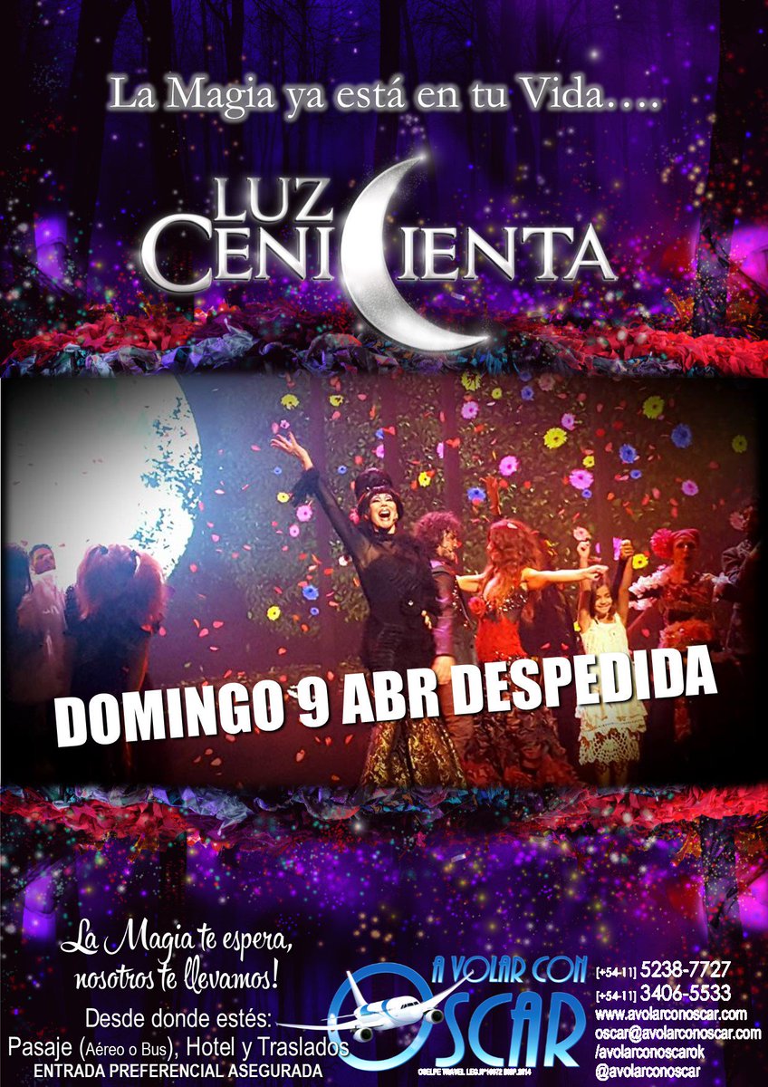 Último doblete de esta maravillosa comedia!  Hoy 19.30 y 22 hs. LUZ CENICIENTA. TEATRO EL NACIONAL. Los esperamos!!!