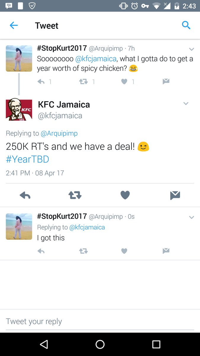 SO Y'ALL NEED TO HELP ME GET SOME SPICY CHICKEN PLEASE 🍗 <a href="/kfcjamaica/">KFC Jamaica</a>