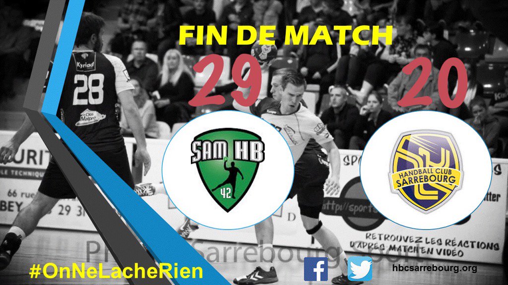 SMSHandball's tweet image. Défaite ce soir à Saint-Etienne !
#OnLacheRien 
#gohbcs
