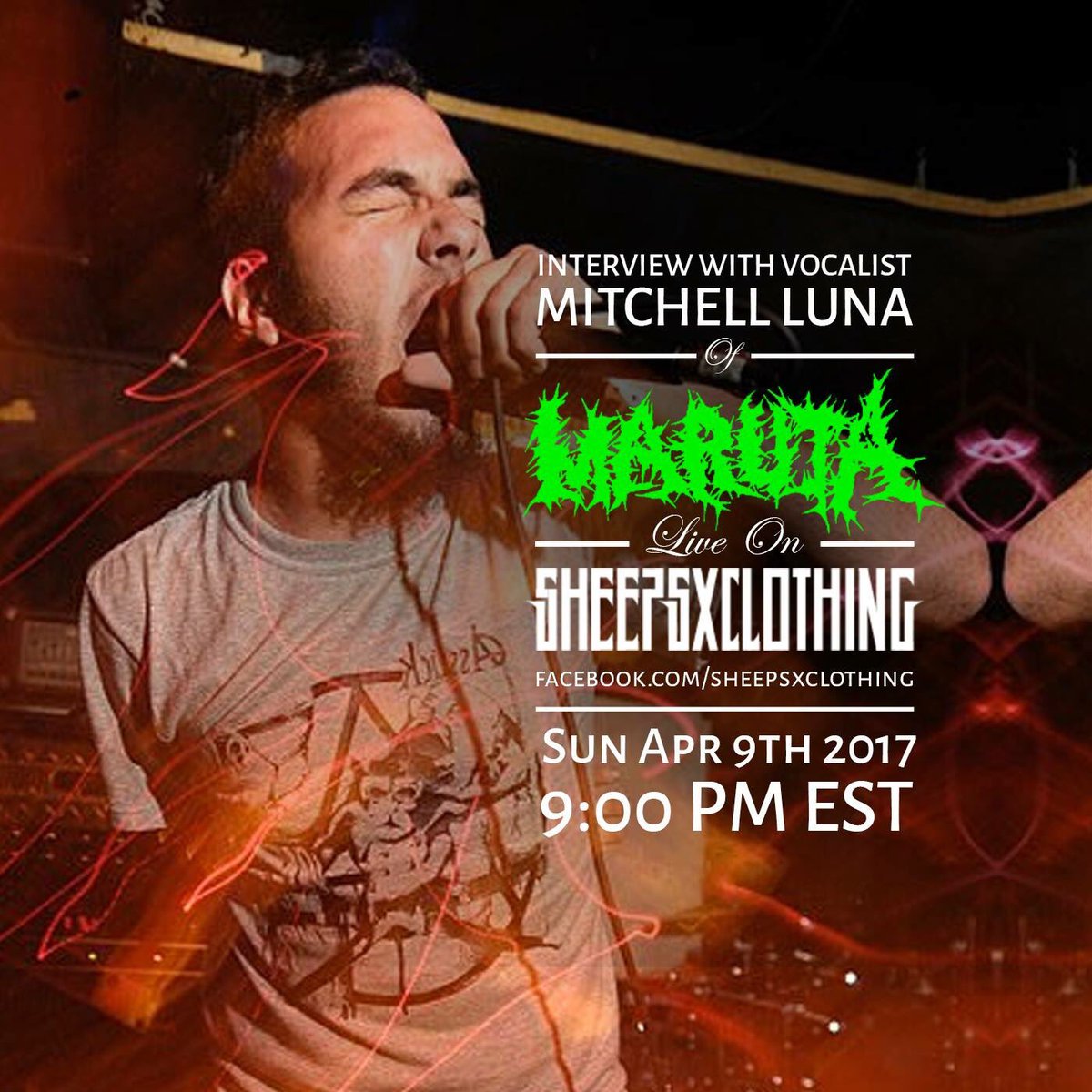 Tomorrow night, 9pm EST. Sheepsxclothing will be interviewing Mitchell Luna of <a href="/Marutagrindcore/">Maruta</a>. Like to watch- Facebook.com/sheepsxclothing