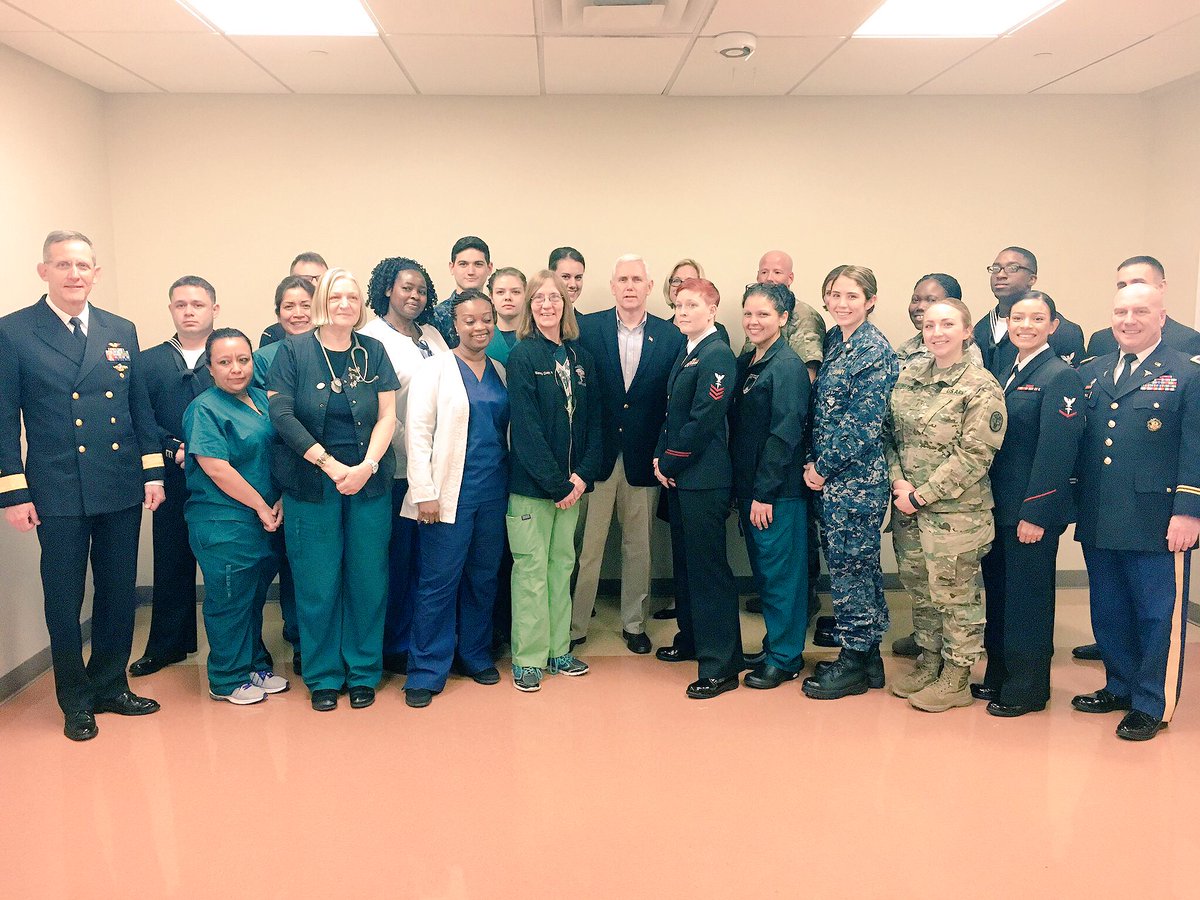 VP45's tweet photo. Thank you, too, to the dedicated servicemen &amp; women who serve our heroes at @WRBethesda. They give their best to America's best every day. https://t.co/mARlVH8TGd