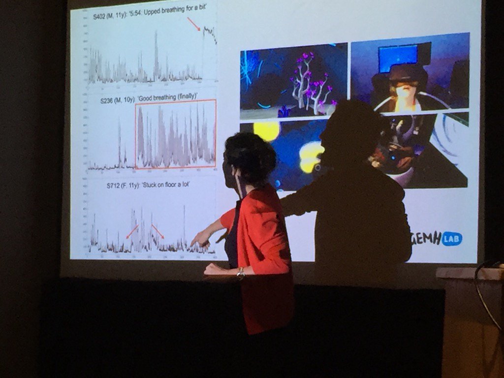 TomHollenstein's tweet image. DEEP virtual reality breathing game for reducing anxiety explained by Isabel Granic @PlayNiceInst #srcd17