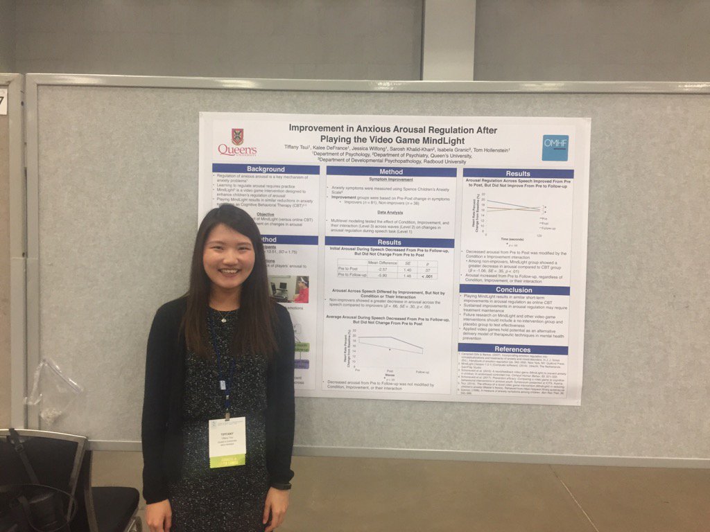 TomHollenstein's tweet image. Tiffany Tsui at poster showing physio changes due to mindlight game. #srcd17 @PlayNiceInst @the_teen_lab