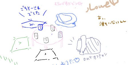 絵チャログつづき

休憩してる絵がまさかのコラボしたw
そして離脱した後のぞきに行ったら誰もいなくなっててワロタwww 