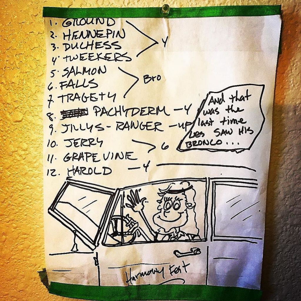 medicinebug's tweet photo. #primus #setlist from the last #harmonyfestival ever! I was lucky enough to be hired to help record the show. I be… https://t.co/XA1yQfccRe https://t.co/H8vlVsH5U9