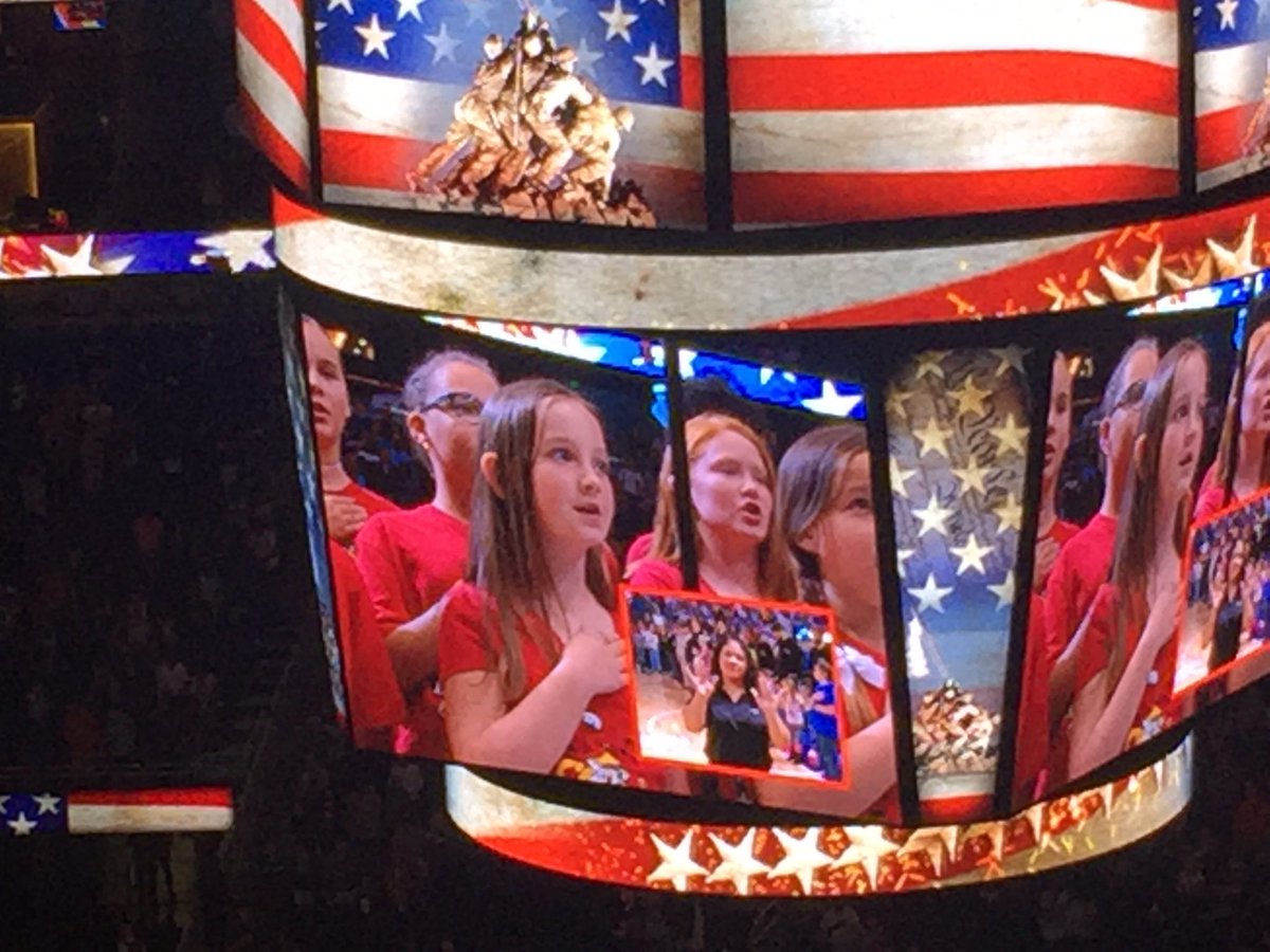 AnnMansier's tweet photo. Westbrooke ES represented @OCPSnews well by singing the national anthem tonight at the @OrlandoMagic game! Good job Wildcats! https://t.co/DwsUPdZjgh