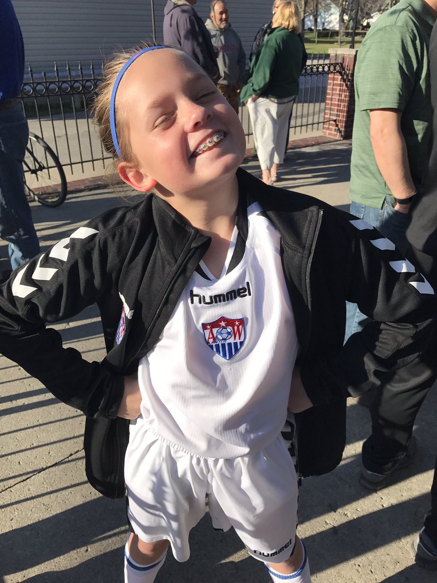 BJonesATC's tweet photo. So this girl scores two GOALS today after last nights sleepover! #AWUnited ⚽️⚽️ https://t.co/RxAECumsVp