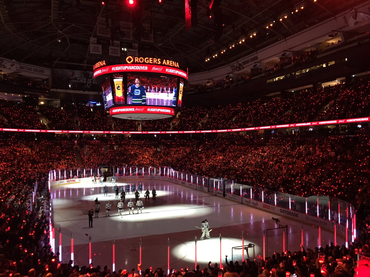 PaulMatthewsAP's tweet photo. At my first @Canucks game watching @BBoeser16 with @lego_my_eggo7. Great atmosphere and fans! #Canucks https://t.co/C2yUZfbSdQ