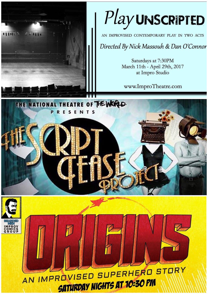 ImproStudioThtr's tweet photo. SATURDAY NIGHT
7:30PM- @improtheatre's Play UnScripted
9:15PM- @The_NTOW #ScriptTeaseProject
10:30PM- @BeardedMenLA Origins
#improv https://t.co/H2GRpW3slo
