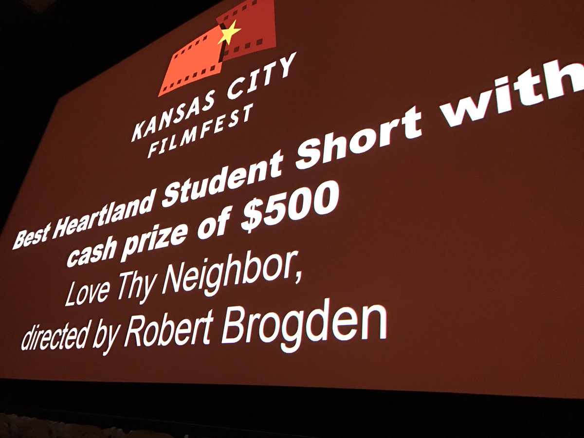 kcfilmfest's tweet photo. Best Heartland Student Short for Love Thy Neighbor, directed by Robert Brogden!! #KCFF2017 https://t.co/X5JUnl1jmk