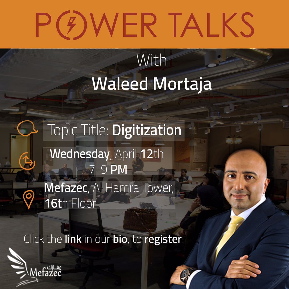 mefazec's tweet photo. This weeks Power talk with Waleed Mortaja on Digitalization! Waleed is a Tech Guru and will shed light on tech opportunities in Kuwait! https://t.co/w99qGH2PeC