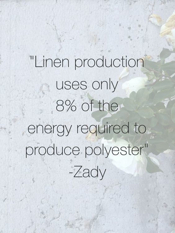 Sunday fact: 'Linen production uses 8% of the energy required to produce polyester ' #chooseslowfashion #fairfashion #prettyandfair #vegan