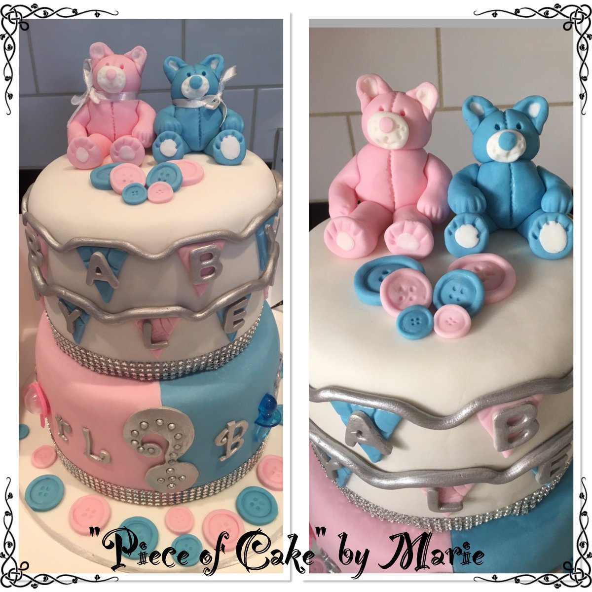 boy and girl baby shower cake