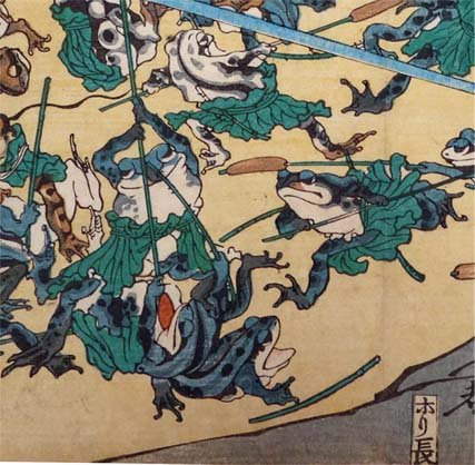 太田記念美術館 Ota Memorial Museum Of Art Ar Twitter カエル好き必見 河鍋暁斎の 風流蛙 大合戦之図 腰に蓮を巻いたカエルたちが ガマの穂を武器に 激しい戦いを繰り広げています 原宿の太田記念美術館で開催中の 浮世絵動物園 にて 4 26まで展示中