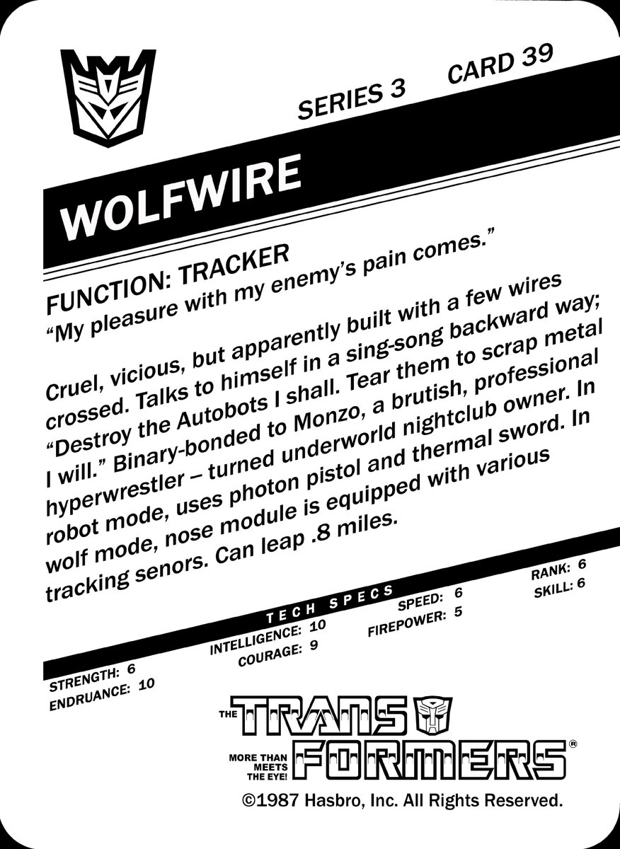 TransformerCard's tweet photo. Series 3 Card 39 #Transformers #Weirdwolf #Wolfwire #TitansReturn (variant back) https://t.co/JGTE6pbYxw