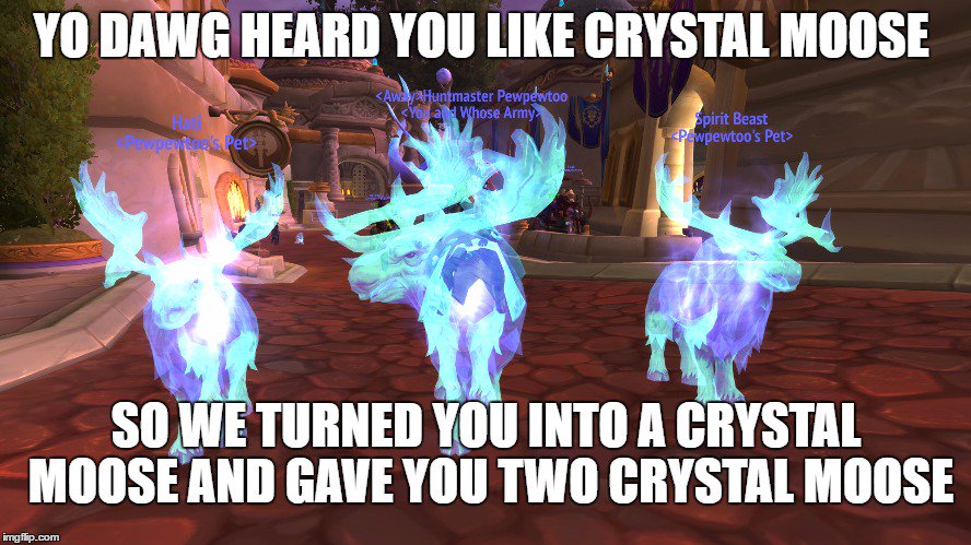 Kalecgos1138's tweet photo. The plural of moose is moose... #moose #warcraft #MLP #brony #worldofwarcraft #piousbrony #yodawg #memes #furry #Wow #Xzibit #SpiritOfEchero https://t.co/W7TByXHW0s