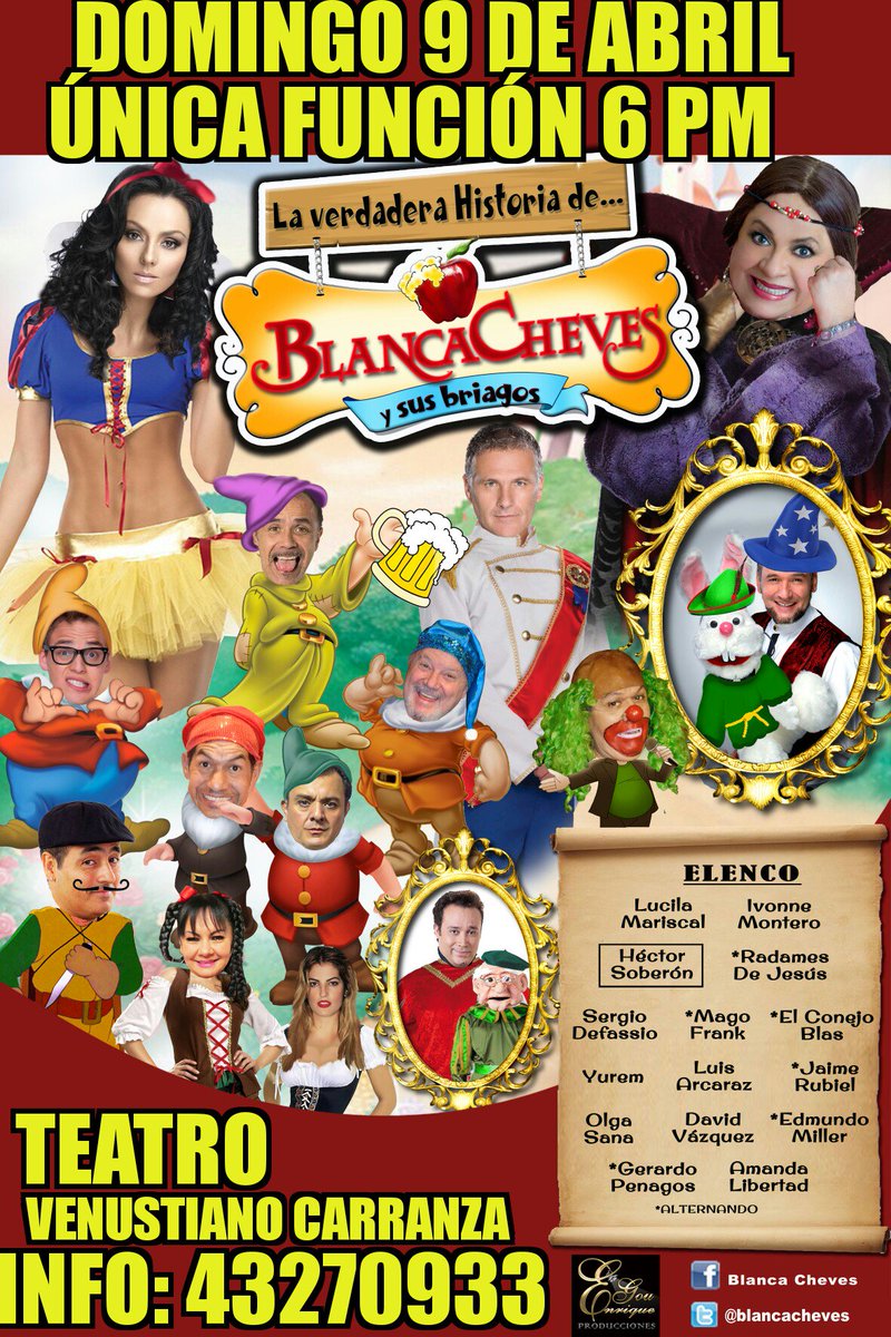 enriquegouboy's tweet photo. MAÑANA ÚLTIMA OPORTUNIDAD DE VER @BlancaCheves en la CDMX .ÚNICA FUNCIÓN 6 PM. @IvonneMonteroO @radamesss25 @edmundomiller @magofrankmexico https://t.co/BjJSzxDlsF