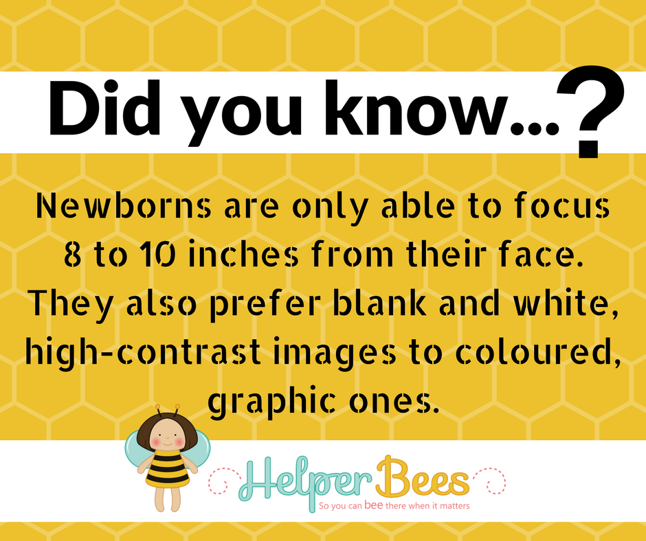 helperbees's tweet photo. Another interesting #BabyFact or two - they can only see a few inches in front &amp; they prefer black and white! #newborns #babies #HelperBees https://t.co/QQ6pt4rrEh