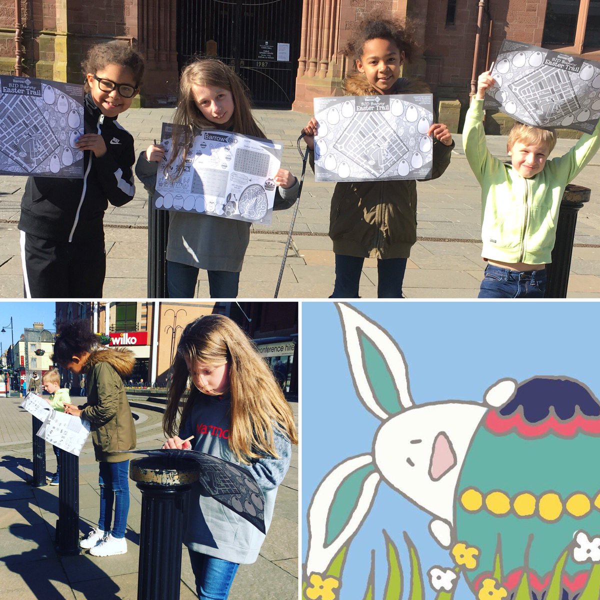 And so the hunt for the #BIDbunny begins! Great to see so many families participating in the hunt! #barrow #NotJustLakes #cumbria #easter