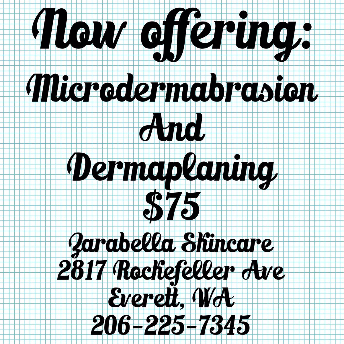 zarabelaskncare's tweet photo. Zarabella Skincare is now offering microdermabrasion and dermaplaning!!! #zarabellaskincare #indiehairsociety #everett #masteresthetician https://t.co/sgE8SPTgO6