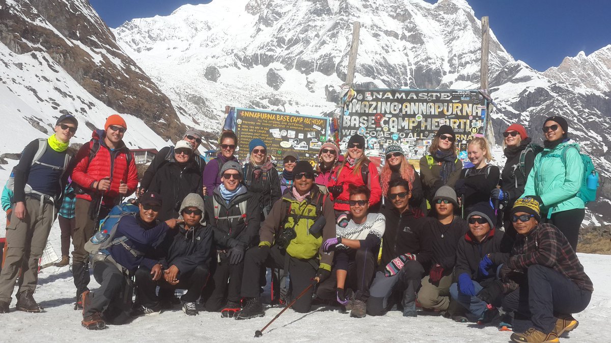 buddhisentharu's tweet photo. The entire crew and members in #AnnapurnaBaseCamp had lovely weather. #gadv #InsideHimalayas  @gadventures https://t.co/ckEdusmurj