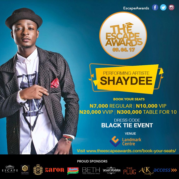 Twinsgistmag's tweet photo. @shaydeeboi will be LIVE on stage at #EscapeAwardsToday just to entertain you. Book your tickets https://t.co/OCnLhuaeWK https://t.co/tRNu8LVYmQ