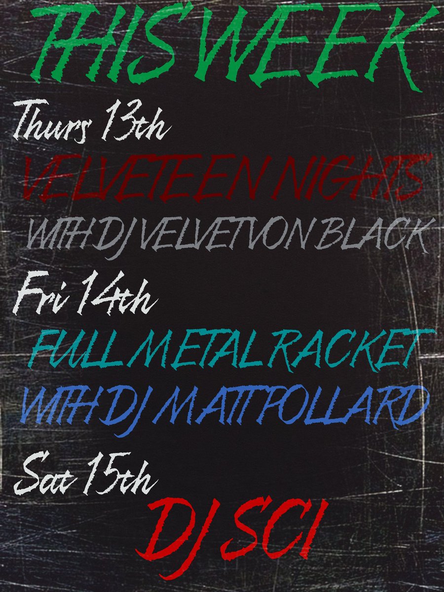 TheShipPub's tweet photo. This week at #TheShipCroydon #VelveteenNights #DjVelvetVonBlack #FullMetalRacket #DjMattPollard #DjSci https://t.co/MORAMP9aUK
