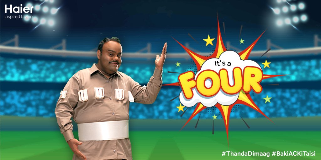 IndiaHaier's tweet photo. #RemotuKaka says genuine edge goes for a four... Gujrat needs more #ThandaDimaag wala game plan. Hyderabad kar dega  #BakiACKiTaisi #Haier https://t.co/ByIa6Ugh9g