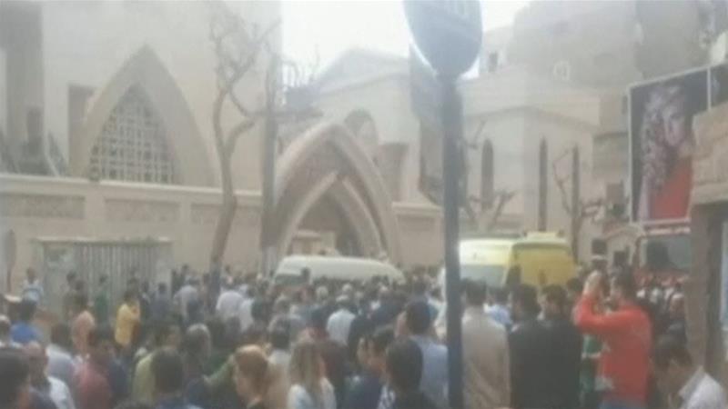 AJEnglish's tweet photo. At least 21 people dead in blast inside Coptic church in Egypt's Tanta, as second church is struck in Alexandria https://t.co/aq3lGjhI3E https://t.co/dtWn2oUhGa