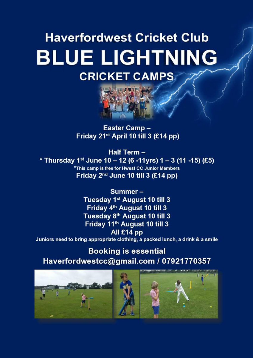 HwestLightning's tweet photo. Sign up for our Easter Cricket Camp now! 

Players from all clubs welcome. Come along and enjoy fun cricket before the season starts https://t.co/qgif8FEsct