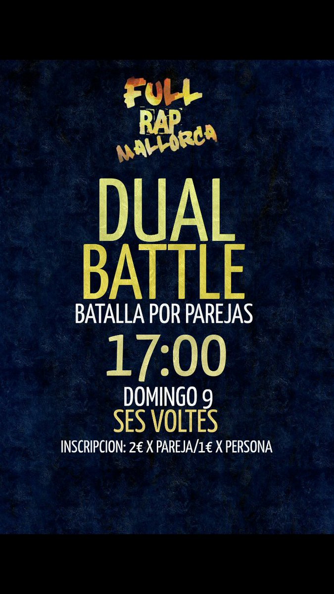 FullRapMallorca's tweet photo. ESTA TARDE NOS VEMOS EN SES VOLTES. https://t.co/1u4ksTspLo