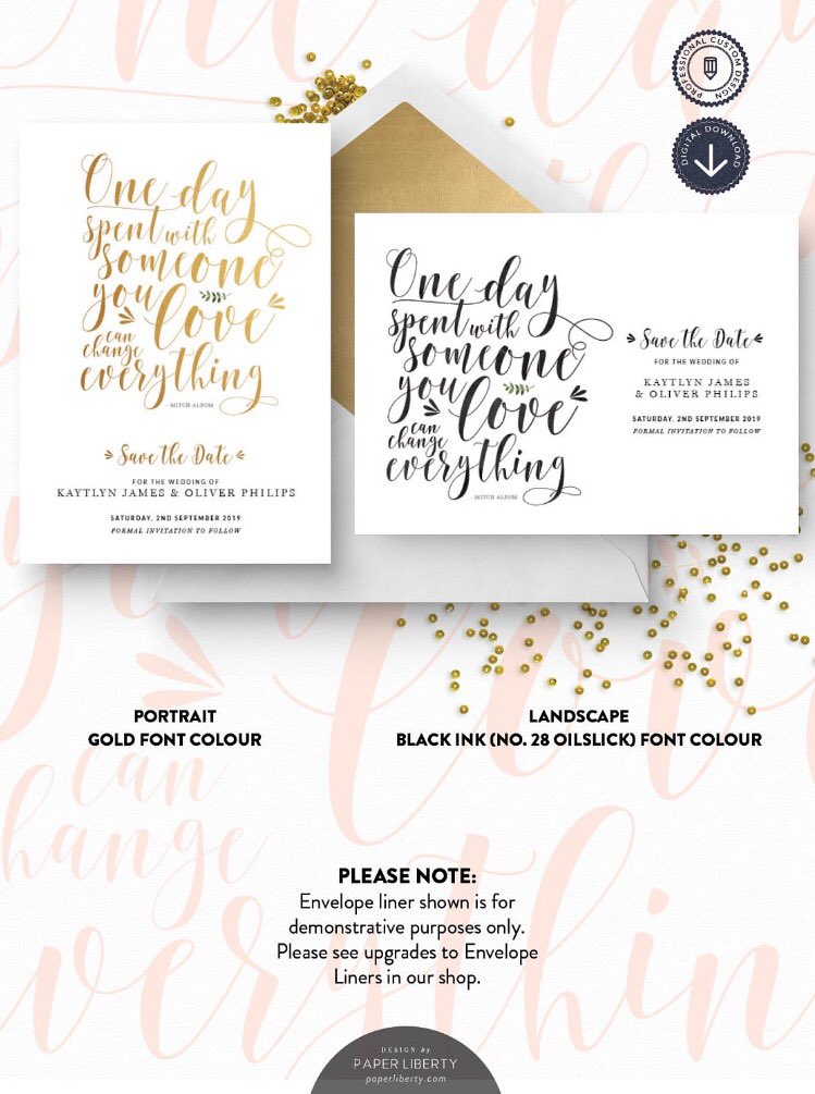 PaperLiberty's tweet image. Wedding Save the Date - Quote Design - Single Sided - Kaytlyn Collection