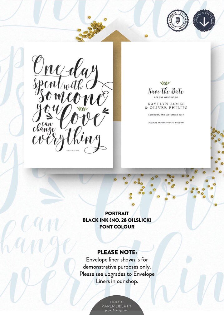 PaperLiberty's tweet image. Wedding Save the Date - Quote Design - Double Sided - Kaytlyn Collection